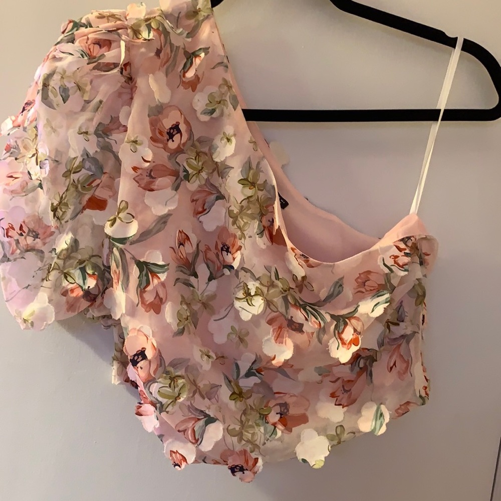 SHEIN One Shoulder 3D Floral Blouse Size M